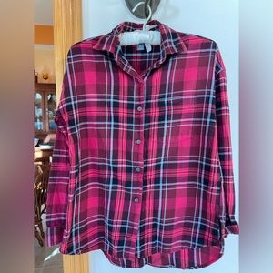🔵 Old Navy “boyfriend shirt” red plaid